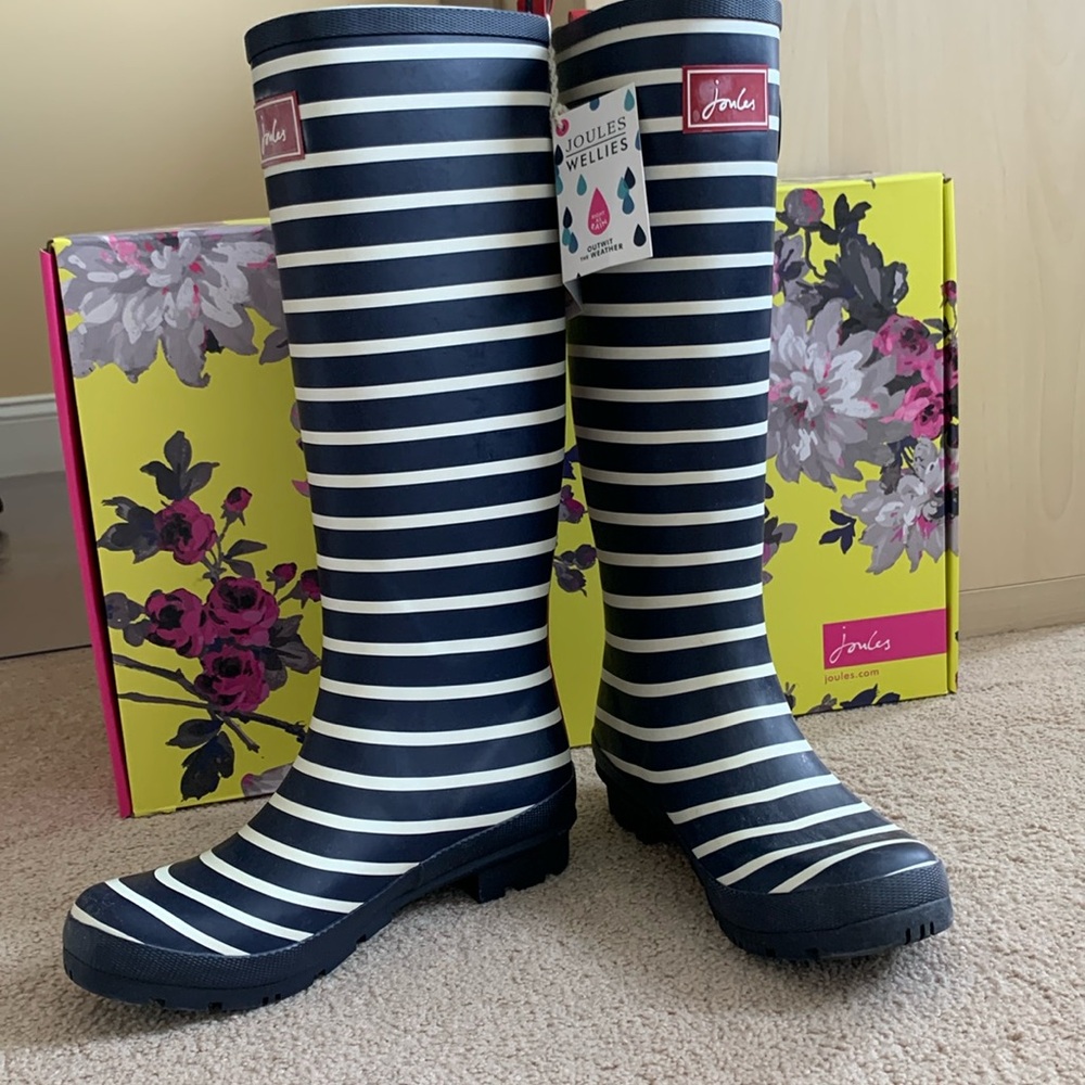 Joules classic stripe rain boots